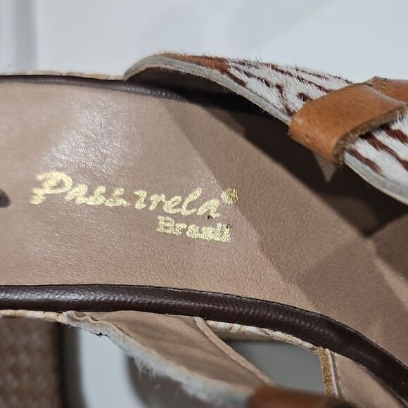 Patterned Brown and Tan Wedge Sandals - Picture 7 of 8